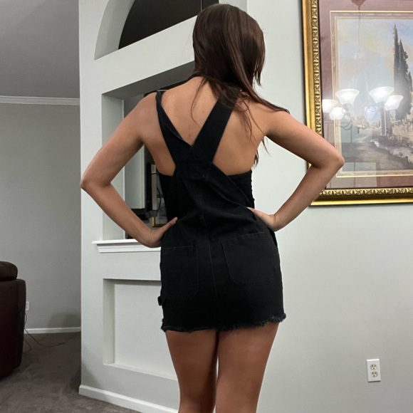 EUC Black Overall Mini Dress - Picture 5 of 6